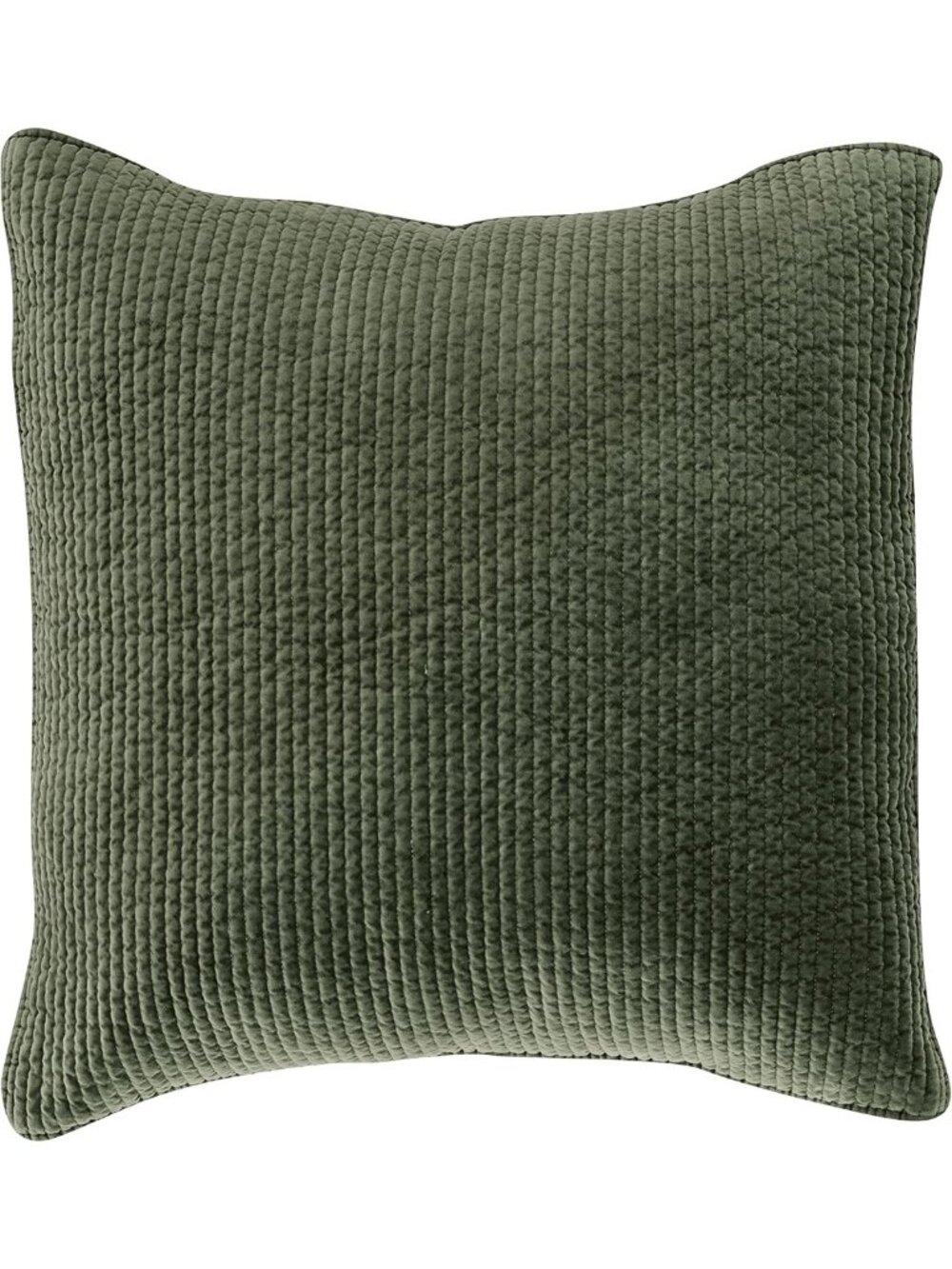 Stonewashed Cotton Velvet Euro Sham - Fern Green 27x27 inch Decorative Pillow